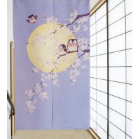 Lovely Owls Moon Sakura House Door Decor Curtain Japanese Noren Doorway Curtain   251797022194